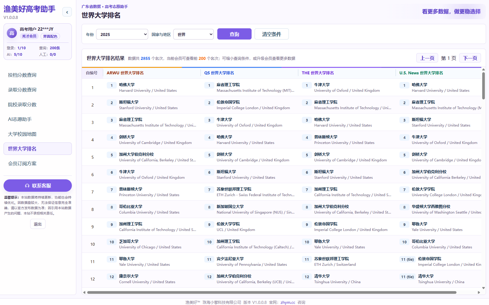 高考志愿助手多主题与辅助功能界面